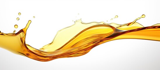 Poster - Natural cooking oil flowing on a white background