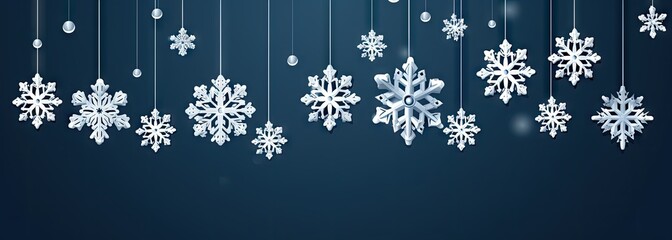 Wall Mural - christmas card with white snowflakes on a blue background Generative AI