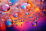 Fototapeta Kwiaty - Rainbow coloured bubbles of oil liquid