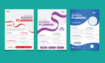 corporate creative colorful business flyer bundle design set for brochure, annualreport, magazine, p