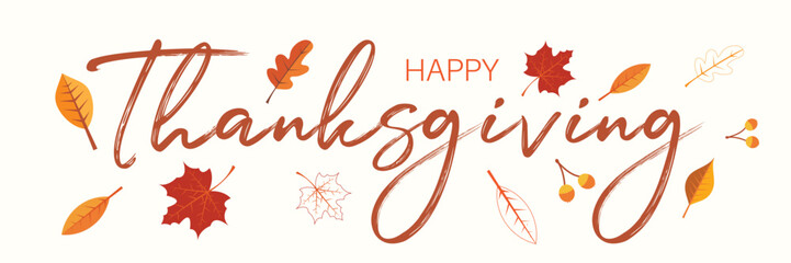 Wall Mural - happy thanksgiving typography design perfect for banner, poster, templates, cards.