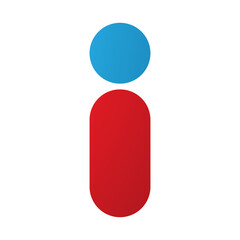 Wall Mural - Red and Blue Abstract Round Person Shaped Letter I Icon