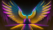 Angel Wings illuminated on dark background