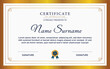 © Miry Haval - gold Certificate of achievement template set with gold badge and border. Award diploma design blank. Vector Illustration