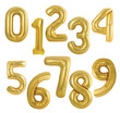 © Miry Haval - Gold 3d balloons numbers vector icon. Luxury metallic math typeface with shiny bright highlights. Precious metal for elegant decoration in marketing jewel design and business presentations.