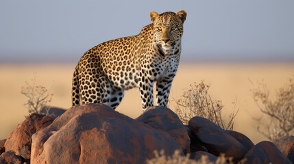 Wall Mural - leopard on a termite hill - namibia africa