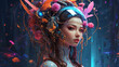 © maxin - fantasy character in the cyber age, sci-fi background, female cyborg