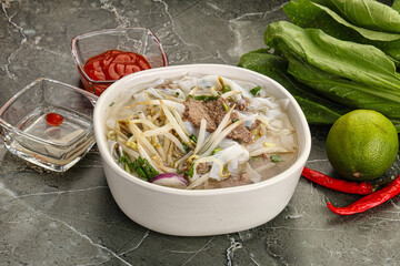 Vietnamese soup Pho Bo with beef