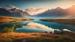 majestic views of the lake and mountains, background