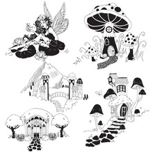 Black And White Fairly Land Illustration Set