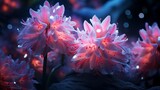 Fototapeta Przestrzenne - A neon hyacinth cluster glowing under soft moonlight.