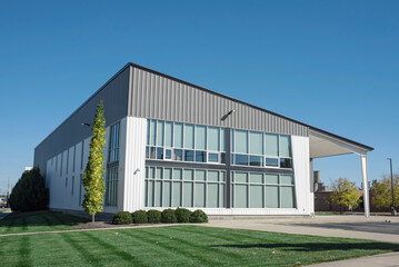 Wall Mural - Gray and White Modern Building with Front Windows