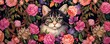 cat and flowers, animal on spring, cute cat on floral background