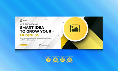 Wall Mural - Digital Marketing Agency Facebook Cover Template Design and Business Advising Social Media Web Banner