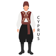 Wall Mural - A man in Cypriot folk costume. Ethnic culture and traditions of Cyprus. Illustration, vector