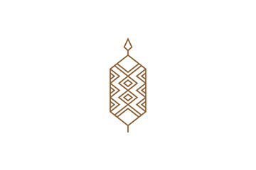 Tribal native shield line logo design template with traditional motif