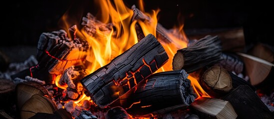 Canvas Print - Close up of fiery wood and coals