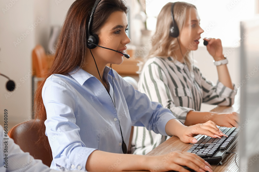 Female technical support agents working in office