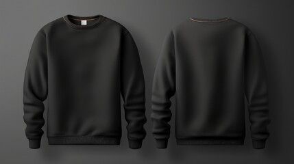 Two sweatshirts black colors on a one color background. Mock up. Blank for creating promotional products with prints and logo