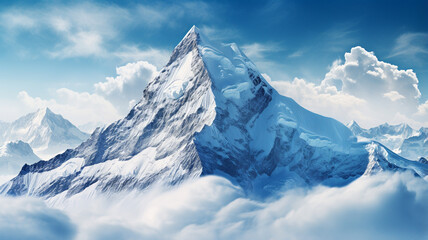 Canvas Print - mountain landscape, snow covered mountain peak.