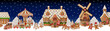 seamless gingerbread landscape. christmas seamless border with candies and cookies
