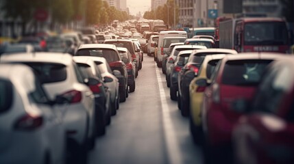 Naklejka na meble  Traffic jam at road. Background blurred