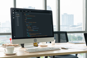 software development programming on computer screen for modish application and program coding