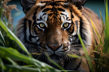 a brown and white zebra standing in a grassy field