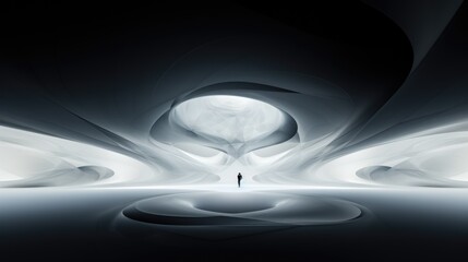 Wall Mural - abstract swirling geometric shapes. smoke and mirrors wave pattern in shadow and light. metal design
