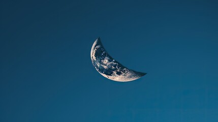 Wall Mural -  waning moon on day on a blue clear sky