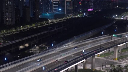 Wall Mural - busy traffic road in city