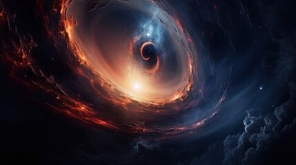 Wall Mural - Huge black hole warps space. 5K realistic science fiction art