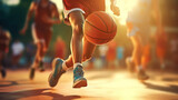 Fototapeta Sport - Dedicated basketball players honing their skills with precision and focus
