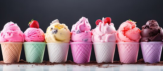 Poster - Ice cream made with frozen milk sugar and photographed in the background