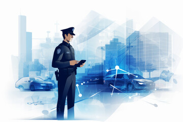 Wall Mural - Abstract policing and technology concept.  Cyber crime, etc. 