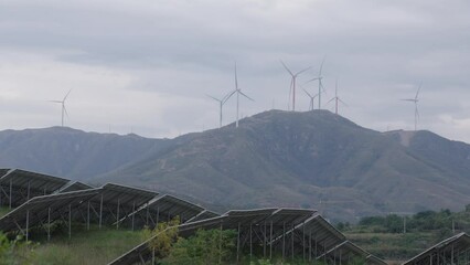 Wall Mural - wind turbines with solar power station