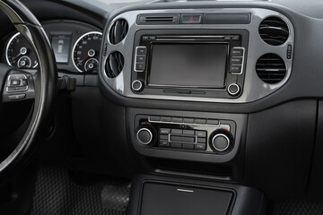 Wall Mural - View of dashboard with vehicle audio in car