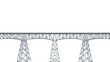railway iron bridge side view on three supports