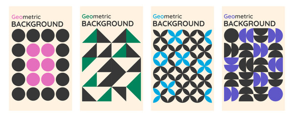 Wall Mural - vector set of postmodern vertical poster. abstract geometric backgrounds. vector