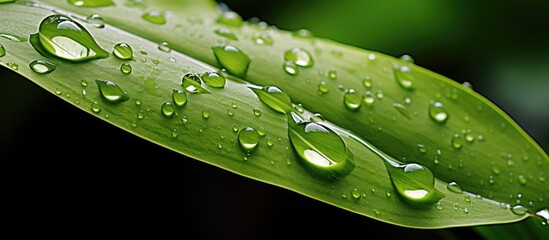 Wall Mural - Close up of stunning water droplets on a leaf