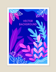 Wall Mural - floral bright banner. blue and violet flowers and plants. fashion and style. wild life and nature. c