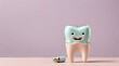 歯のキャラクター。人工歯の模型。カラー背景｜tooth character. Model of artificial teeth. color background. Generative AI