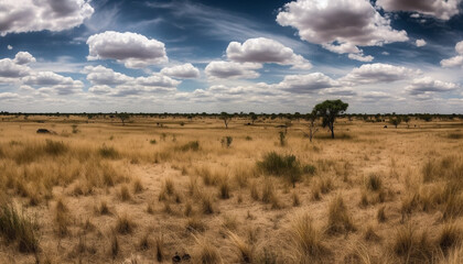 Poster - Idyllic rural scene green meadow, wheat growth, tranquil heat generated by AI