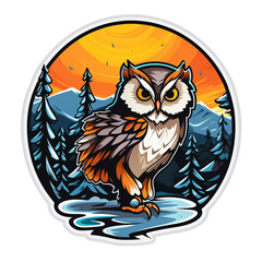 Sticker - owl in the night