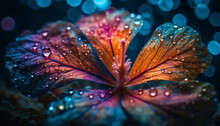 Vibrant Purple Flower Head With Dew Drop In Close Up Macro Generated By AI