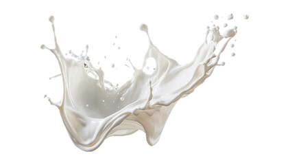 Wall Mural - realistic milk splashes or wave with drops and splatter isolated on a transparent background, milk splash, yogurt splash, Generative AI