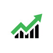 © PictureXpress - green arrow growing pointing up on economic chart black graph bars icon trending upwards financial board rises