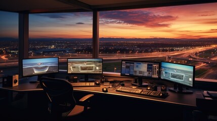 Fototapete - Airport control tower.