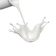 © Anasaiimages - pouring milk isolated on a transparent background, milk from jug pouring into glass. Generative AI
