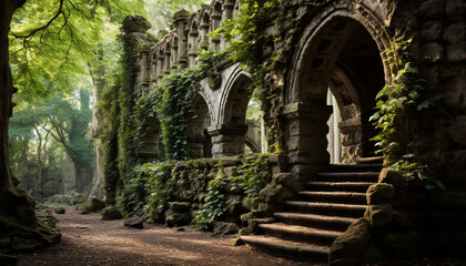 Poster - Ancient ruined arch reveals history of old Gothic architecture generated by AI